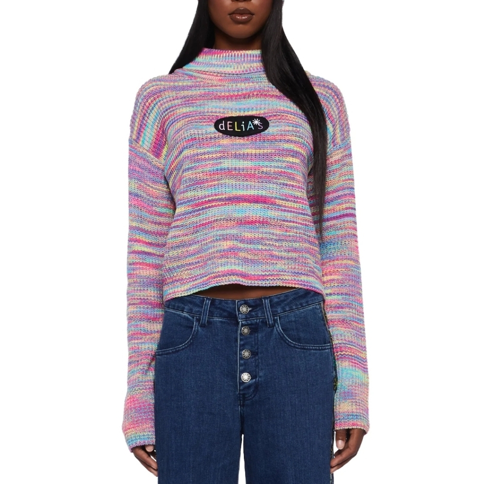 Delia's Colorful turtleneck sweater.